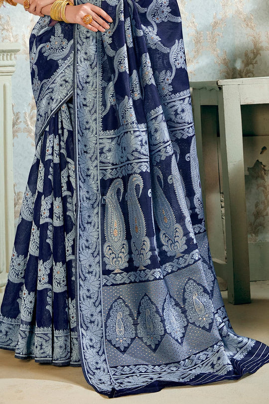 Dark Blue Cotton Silk Saree silk saree