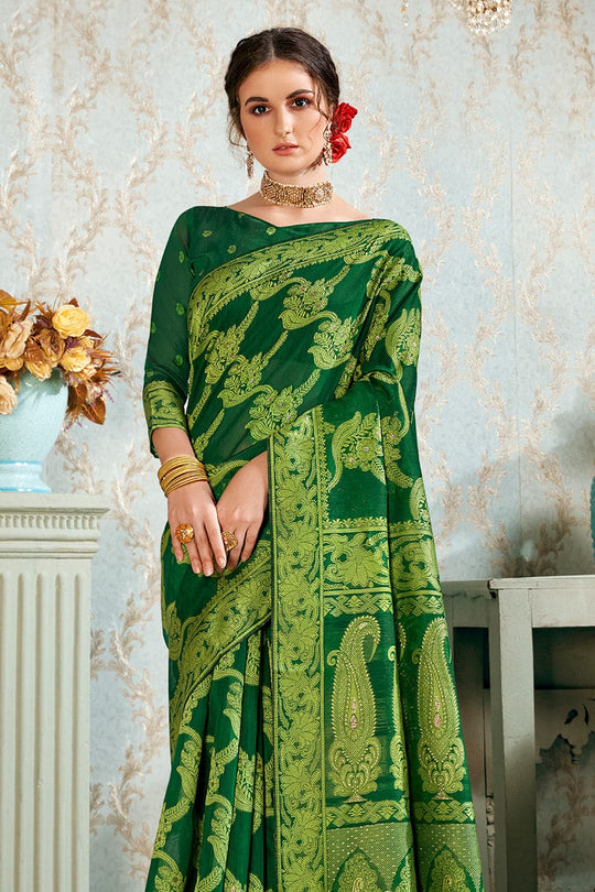 Fern Green Cotton Silk Saree green saree