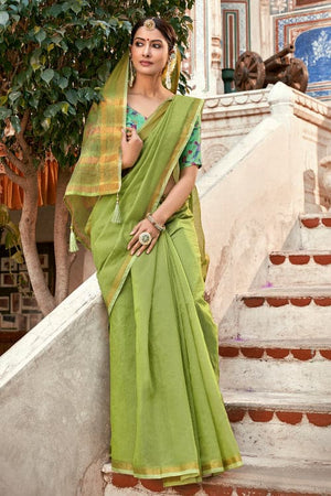 Green Cotton Silk Saree
