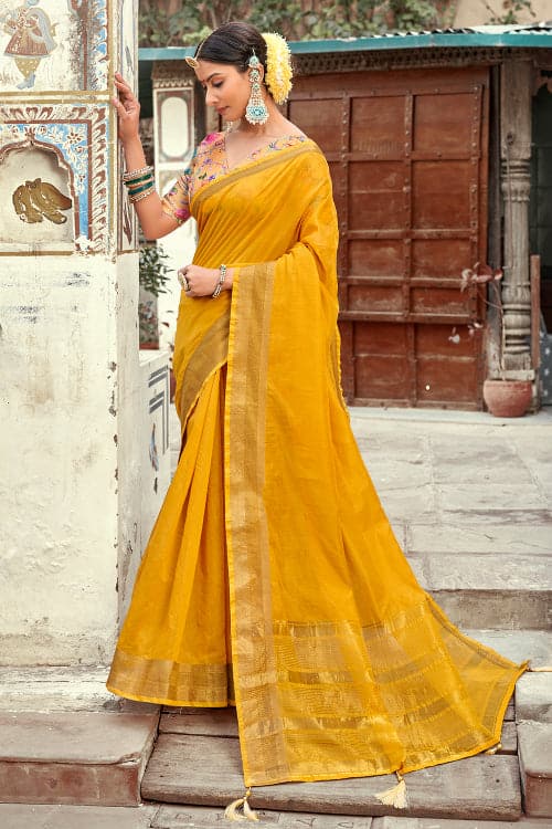 Lily Yellow Cotton Silk Saree cotton silk saree