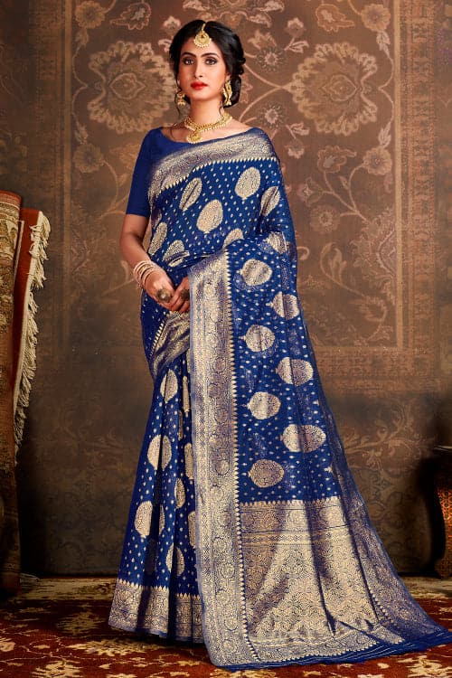 Navy Blue Cotton Silk Saree cotton saree