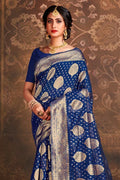 Navy Blue Cotton Silk Saree silk saree
