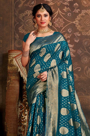 blue silk saree