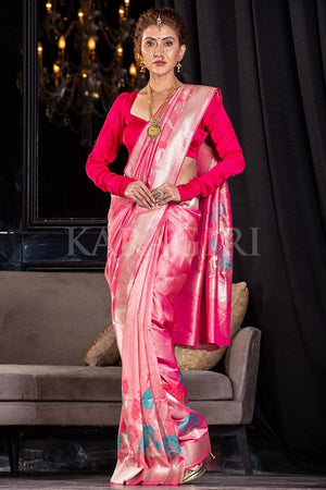 Carnation Pink Banarasi Saree