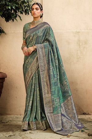Clover Green Banarasi Saree