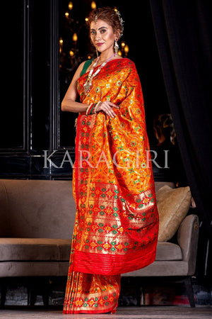 Marigold Orange Banarasi Saree