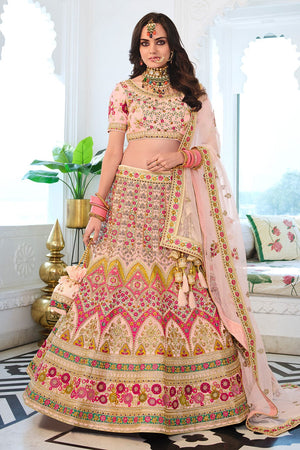 Peach Designer Lehenga Choli (Semi-Stitched)
