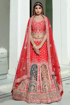 Tulip Red Designer Lehenga Choli (Semi-Stitched)