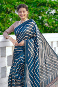 Azure Blue Digital Print Saree silk saree