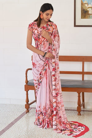 Blush Pink Digital Print Saree