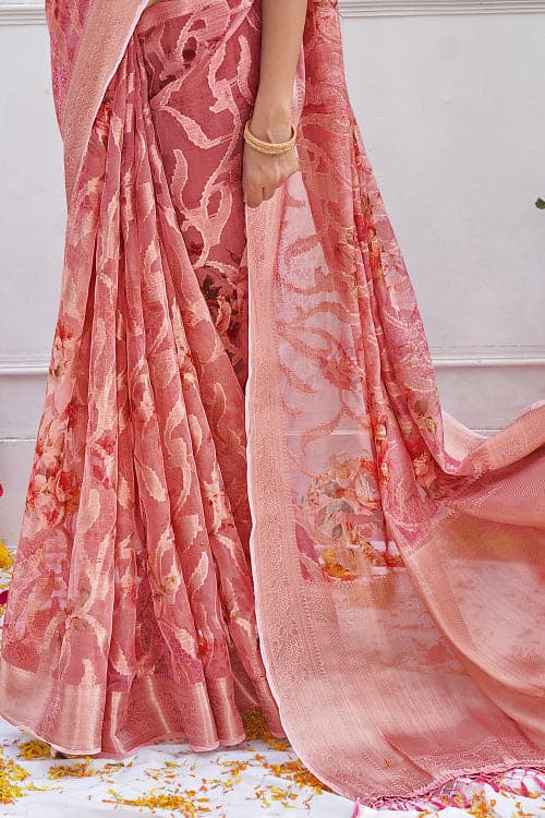 Brink Pink Digital Print Saree designer sarees