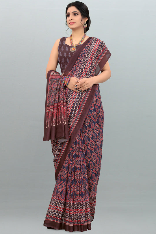 Brown Digital Print Saree designer saree