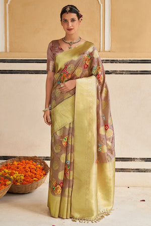 Cherrywood Brown Digital Print Saree