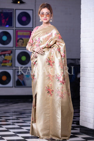 Digital Print Saree Crayola Lemon Yellow Digital Print Saree saree online