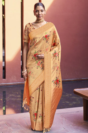 Cyber Yellow Digital Print Saree