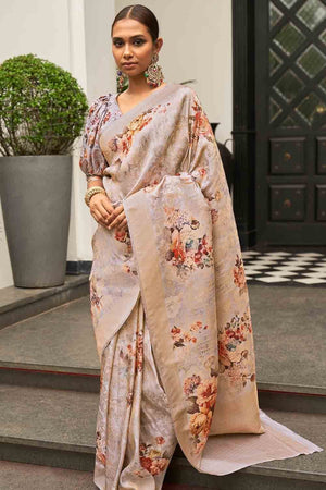 Daisy Blue Digital Print Saree