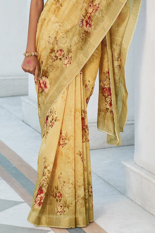 Lemon Yellow Digital Print Saree Digital Print Saree Lemon Yellow Digital Print Saree saree online