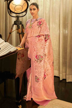 Light Peach Digital Print Saree