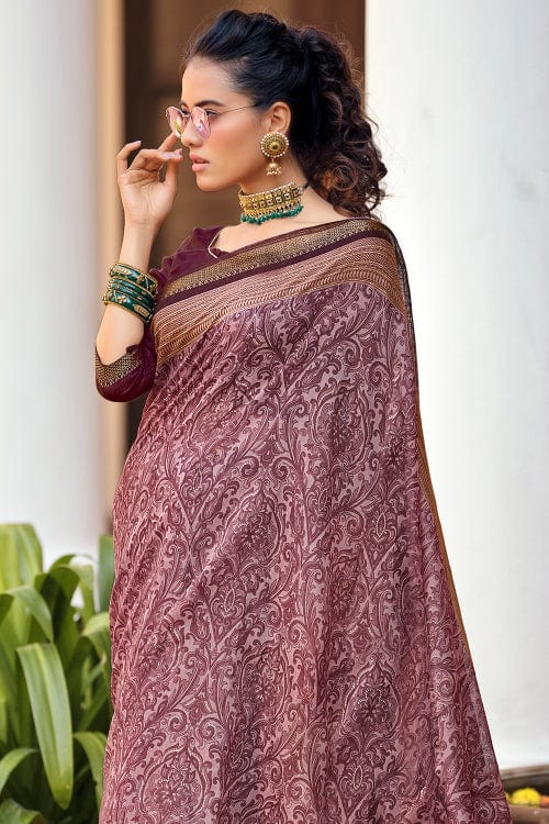 Lilac Purple Digital Print Saree purple digital print saree