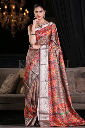Moss Brown Digital Print Saree