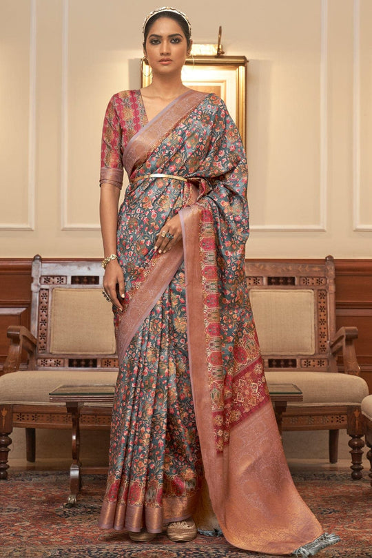 Peach Blue Digital Printed Saree Digital Print Saree Peach Blue Digital Printed Saree saree online