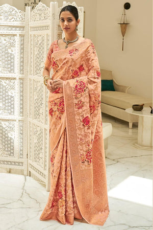 Peach Digital Print Saree
