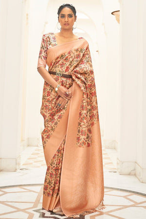 Peach Digital Print Saree