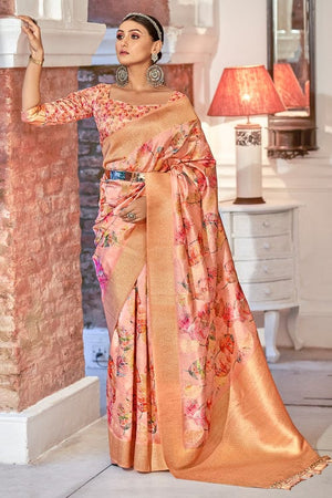 Peony Peach Digital Print Saree