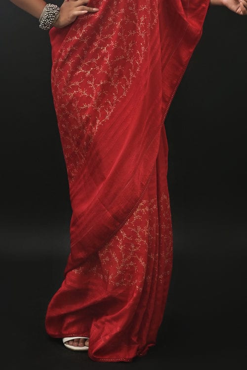 Rose Red Digital Print Saree designer saree