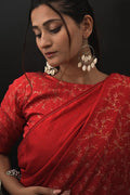 Rose Red Digital Print Saree red digital print sarees