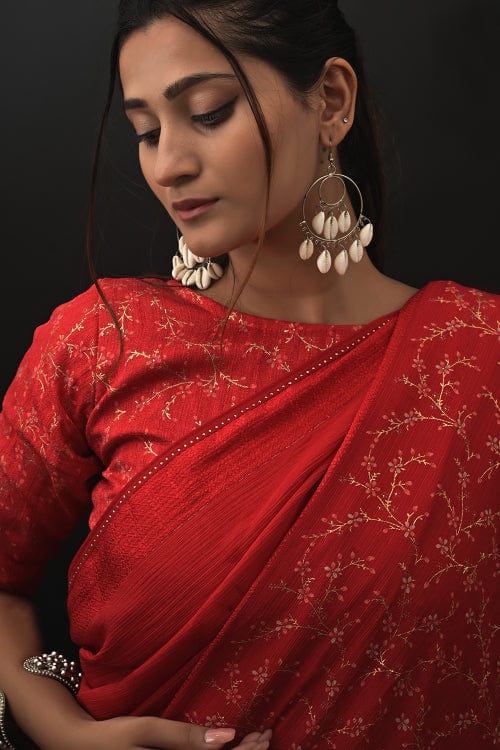 Rose Red Digital Print Saree red digital print sarees