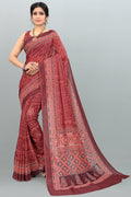 Rust Red Digital Print Saree red digital print saree