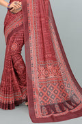 Rust Red Digital Print Saree sarees for girls