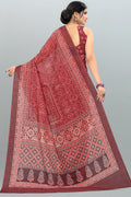 Rust Red Digital Print Saree sarees for women