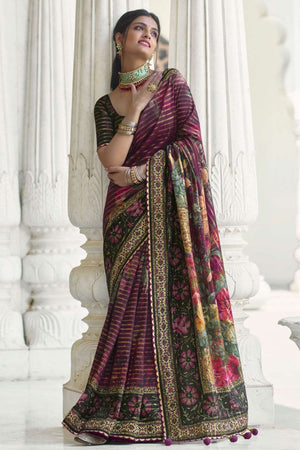 Sangria Purple Digital Printed Saree