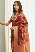 Scarlet Red Digital Print Saree digital print saree online