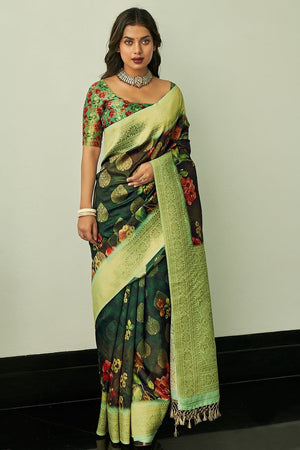 Sea Green Digital Print Saree