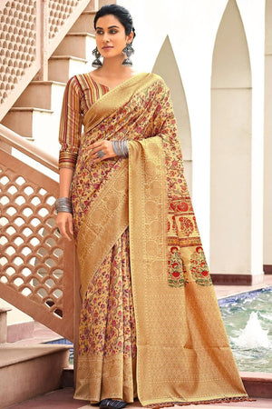 Sepia Beige Digital Print Saree