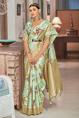 Zenith Green Digital Print Saree
