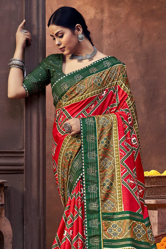 Candy Red Dola Silk Saree dola silk saree