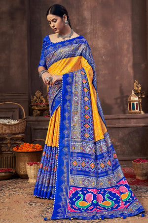Dandelion Yellow Dola Silk Saree