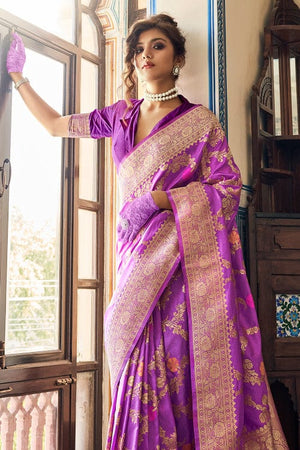 Purple Dola Silk Saree