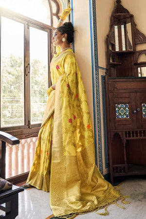 Yellow Dola Silk Saree