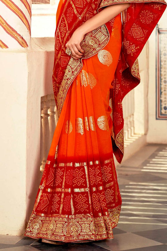 Aerospace Orange Georgette Saree orange georgette saree
