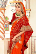 Aerospace Orange Georgette Saree fancy saree