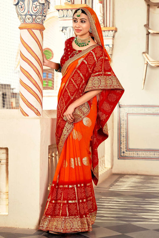 Aerospace Orange Georgette Saree georgette saree
