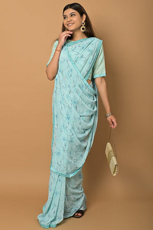 Arctic Blue Georgette Saree