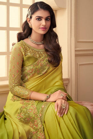 yellow georgette saree