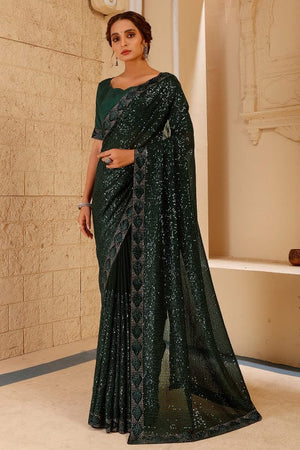 Basil Green Georgette Saree