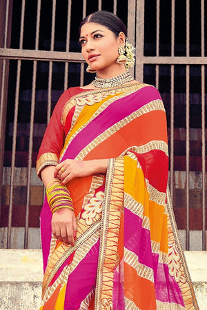 Beautiful Multicolor Georgette Saree